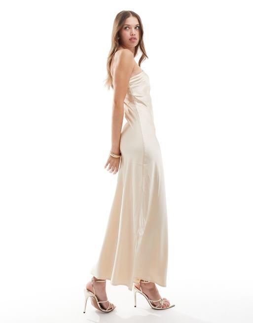 beige wedding dress Arabian Beige Color Satin Dress – Maxim Creation main image 0
