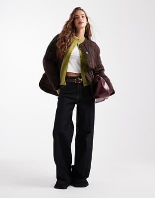 Object Onion Quilted Front Pocket Bomber Jacket In Brown