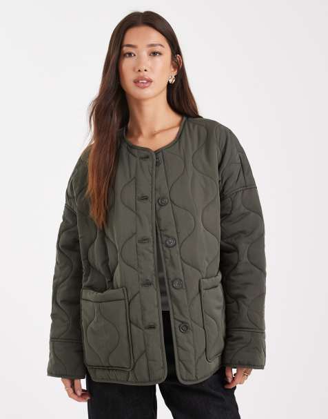 Object onion quilted front pocket bomber jacket in green - view 1