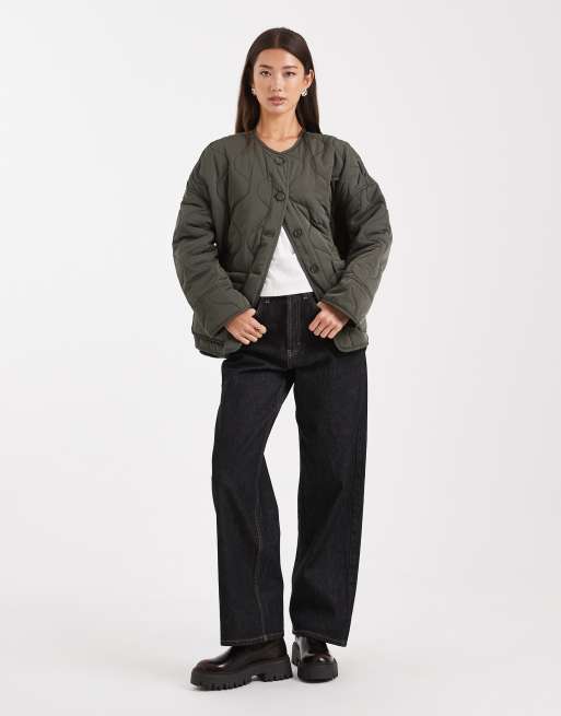 Object onion quilted front pocket bomber jacket in green