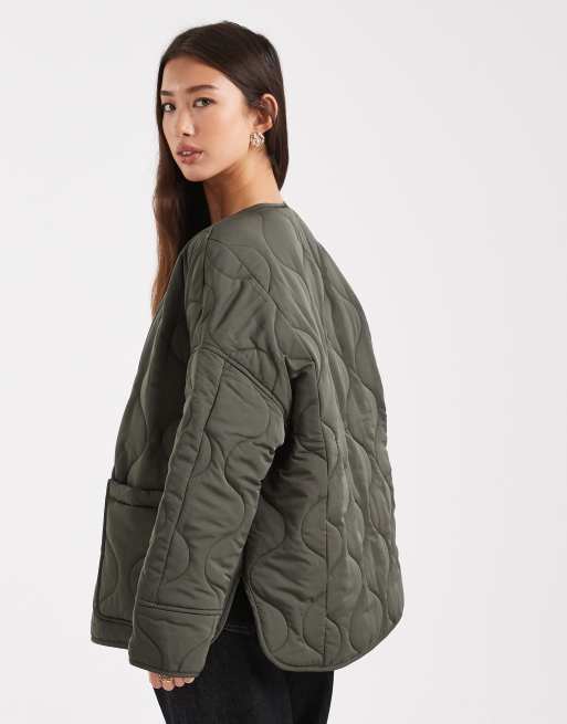 Object onion quilted front pocket bomber jacket in green