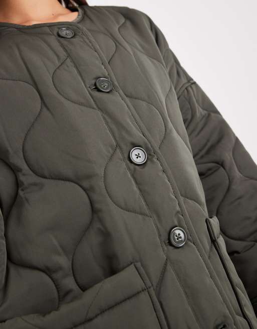 Object onion quilted front pocket bomber jacket in green