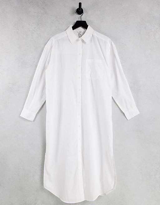 Tops Shirts & Blouses/Object organic cotton oversized long shirt in white 