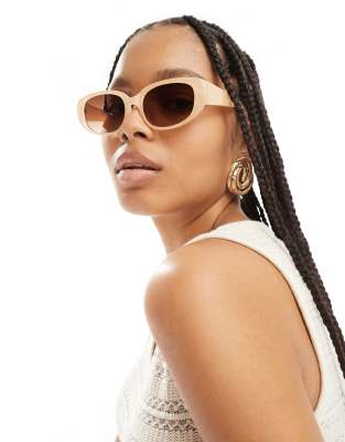 Object Object oval frame sunglasses in beige-Neutral