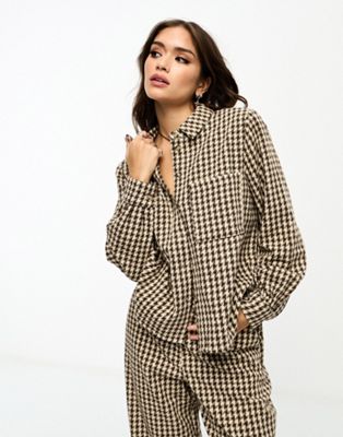 Object overshirt co-ord in brown check