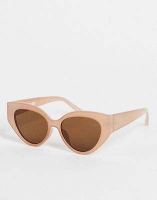 Object oversized 70's round sunglasses in pale pink