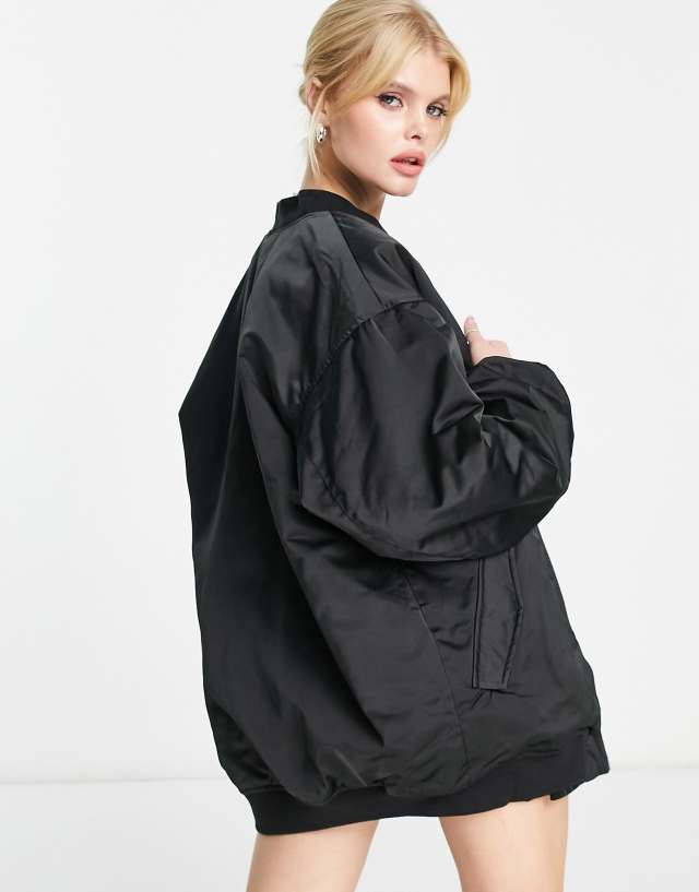 Object - oversized bomber jacket in black