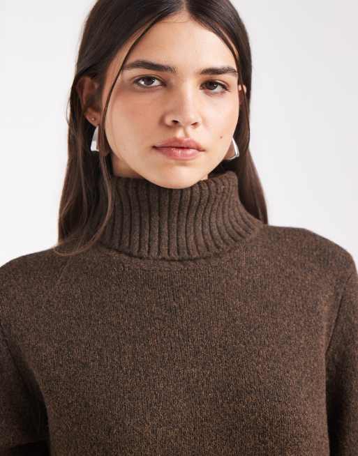 Object oversized coltrui van gebreide stof in chocoladebruin, 3 van 4