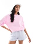 Object oversized drop shoulder t-shirt in pink