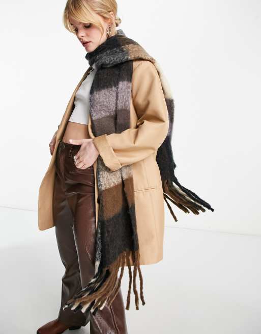 Object oversized scarf in check