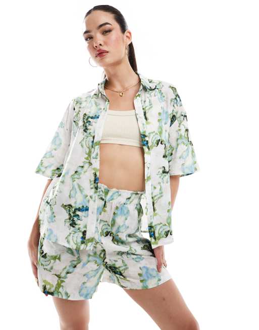 Object oversized shirt in ocean marble print - part of a set
