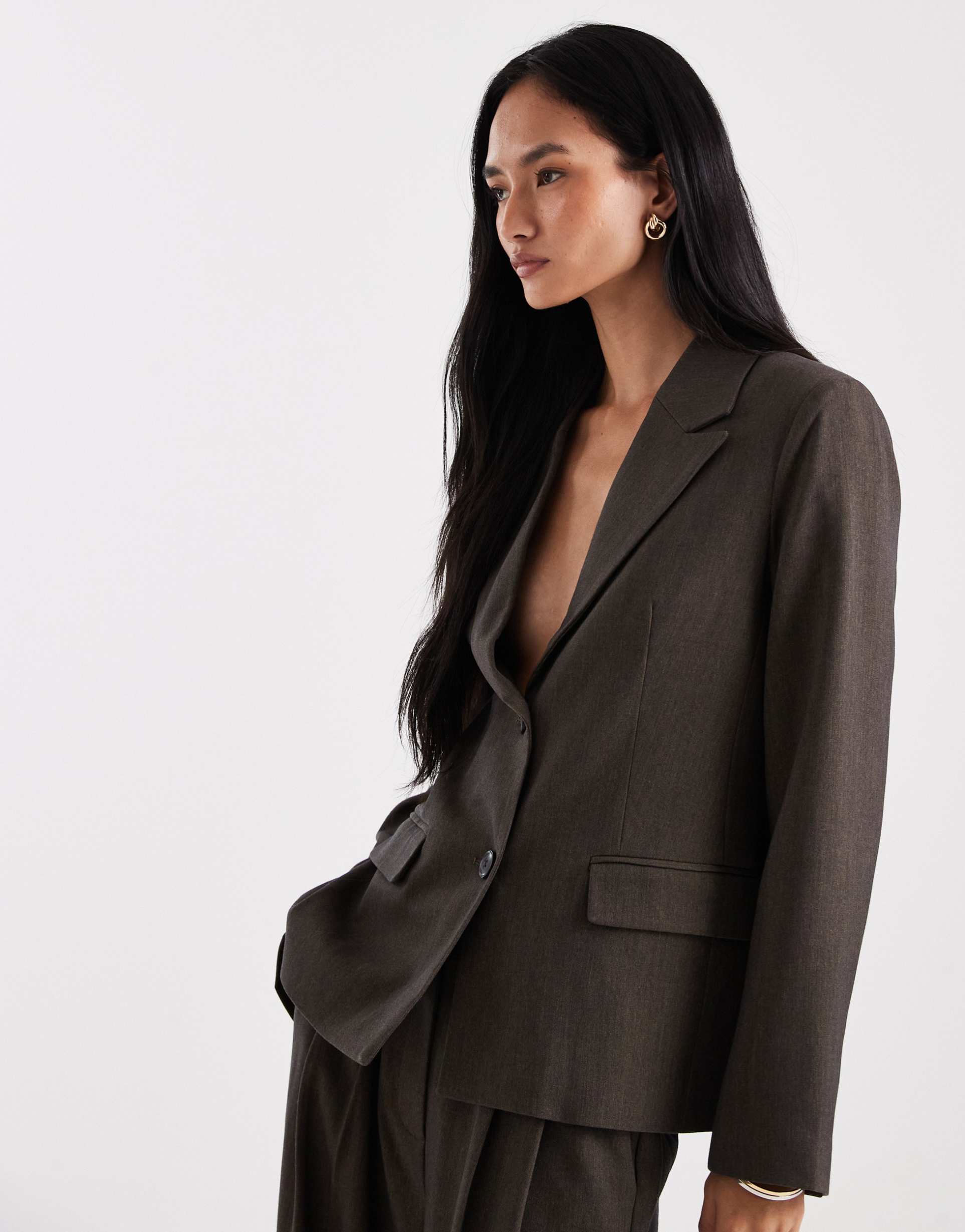 object oversized tailored blazer in brown - part of a set