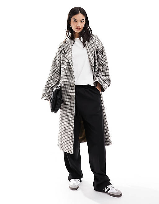 Object oversized trench coat in check