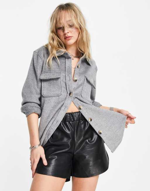 Object – Owen – Karierte Hemdjacke in Anthrazit