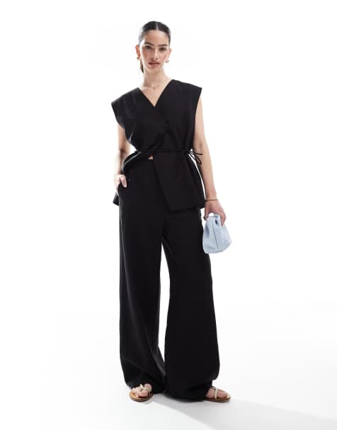 Object - Pantalon ajusté d'ensemble à taille haute - Noir - view 1