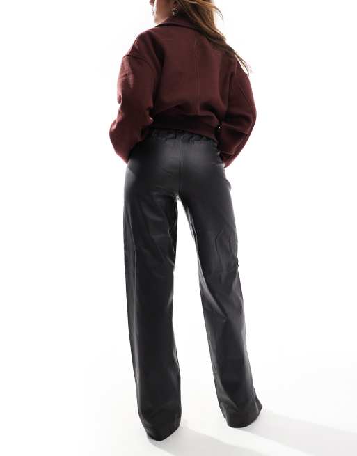 Object Pantalon de tailleur ample enduit Noir ASOS