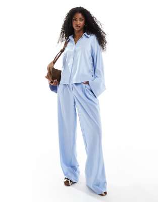 Object - Pantalon d'ensemble ample avec pinces à l'avant - Bleu clair