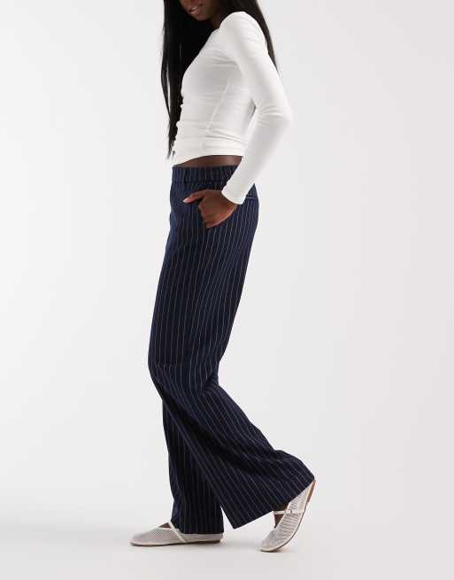Object - Pantalon habillé ample à rayures - Bleu marine et blanc, 5 de 5
