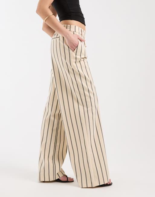 Object - Pantalon large ajusté à rayures - Crème et noir, 2 de 5