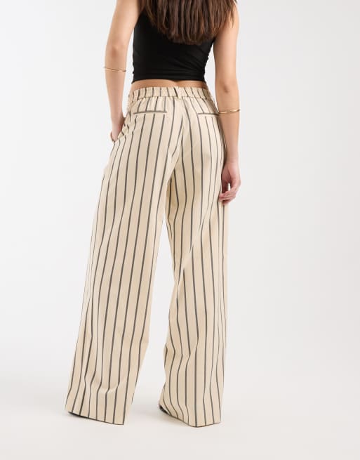 Object - Pantalon large ajusté à rayures - Crème et noir, 5 de 5