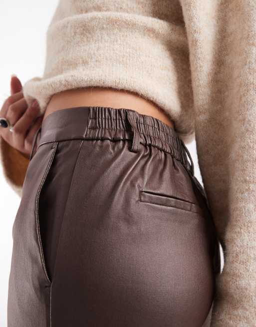 Object - Pantalon large en similicuir enduit - Chocolat, 5 de 5