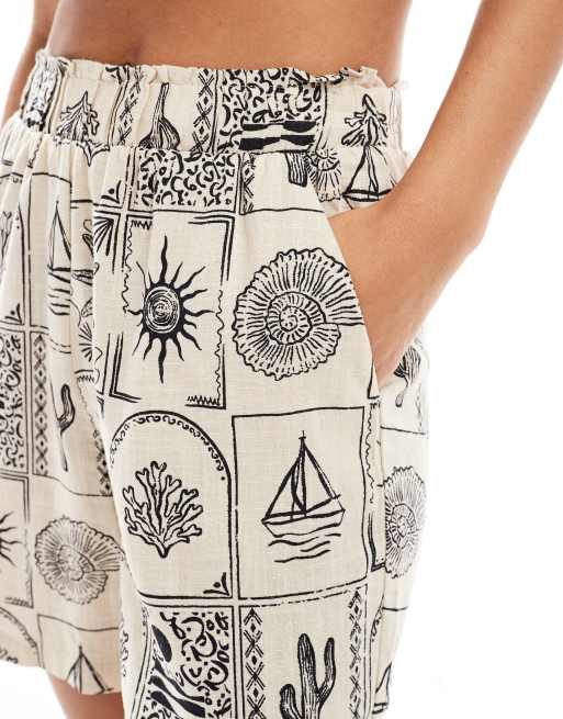 Object - Pantaloncini con stampa di conchiglie monocromatica in coordinato, 3 di 5