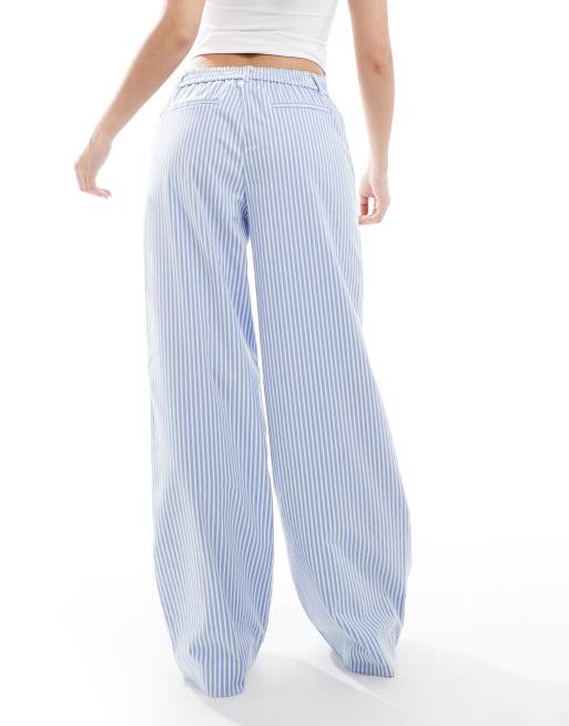 Object - Pantaloni sartoriali a fondo ampio blu e bianchi a righe, 2 di 5