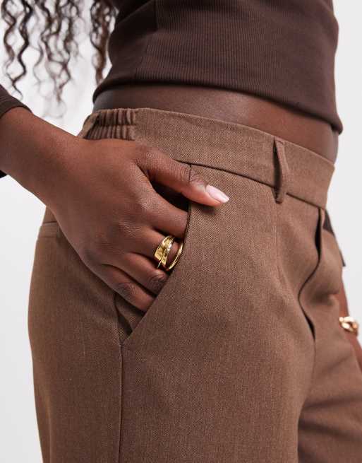 Object pantaloni sartoriali wide leg coordinati in marrone chiaro mélange, 3 di 5