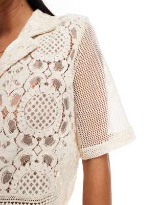 Shop Object Patched Crochet Shirt