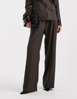 Object Pleat Front Detail Tailored Wide Leg Pants In Black