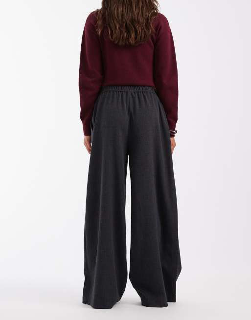 Object pleated tailored trousers in dark grey melange, 4 of 5