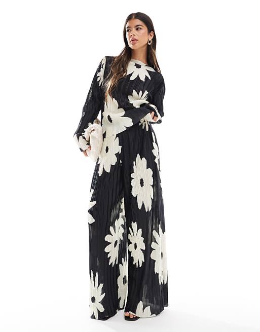 Blossom Black Floral Wide-Leg Jumpsuit Blossom Black Floral Wide-Leg Jumpsuit