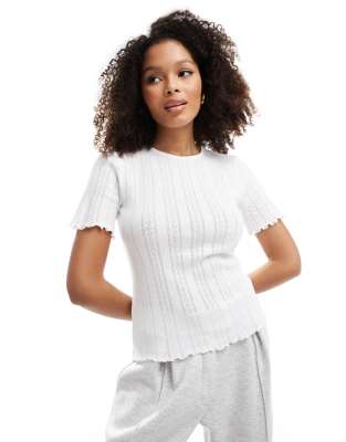 Белая футболка Object pointelle с короткими рукавами 4390₽