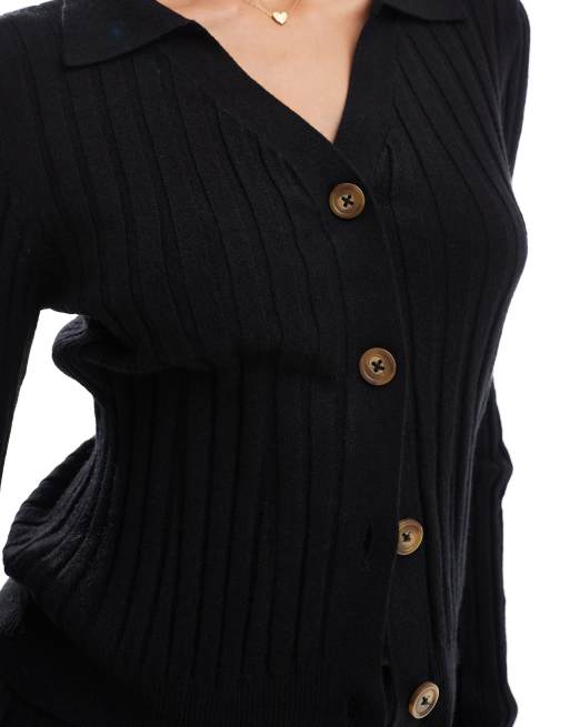 Object - Polo d'ensemble côtelé à boutons - Noir, 3 de 4