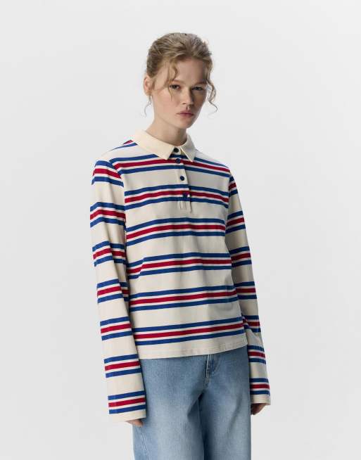 Object - Polo met lange mouwen in donkerblauw