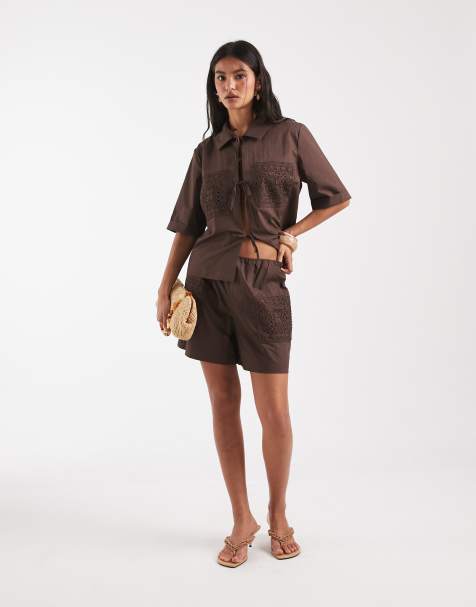 Object poplin crochet patch set in chocolate - view 1