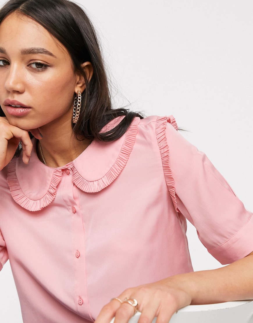 Object - Prairie-blouse met oversized kraag in roze