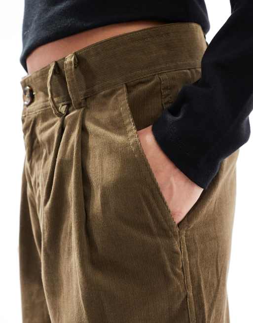 Object - Premium baggy broek van corduroy met plooien en ballonpijpen in beige, 5 van 5