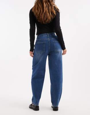 Object Premium Barrel Leg Jeans In Blue