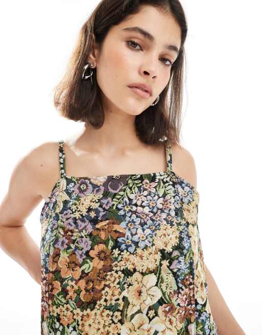 Object premium embroidered cami mini dress in tapestry floral, 4 of 4