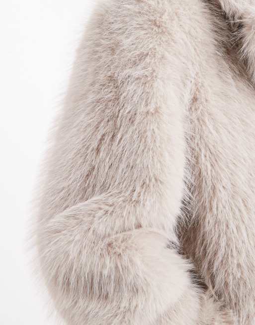 Object premium faux fur maxi coat in cream