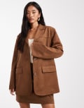 [Object] Object premium faux suede blazer in camel (part of a set)-Neutral 44 Rawhide