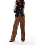 [Object] Object premium faux suede wide leg pants in camel-Neutral 34 Rawhide