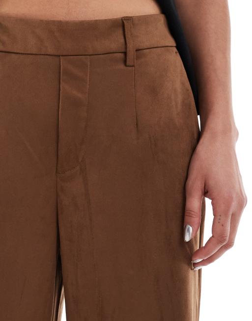 Object premium faux suede wide leg pants in camel, 5 of 5