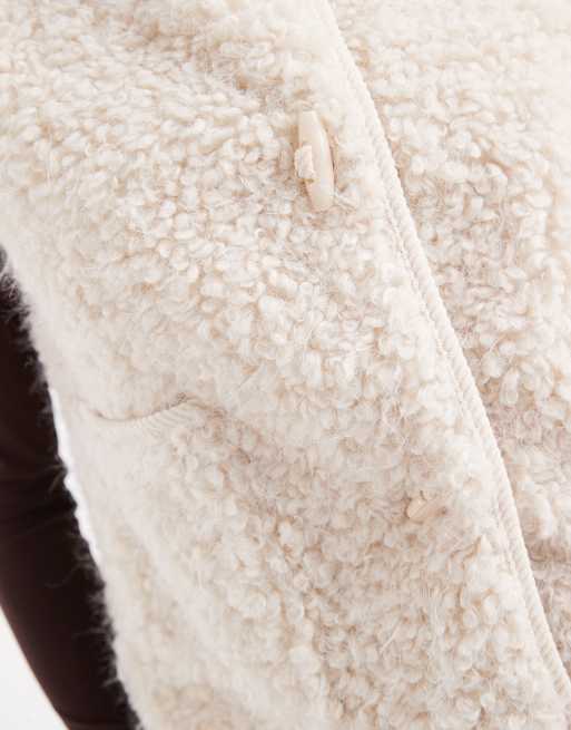 Object – Premium – Gräddvit väst i duffelmodell och fluffig teddy, 3 av 4