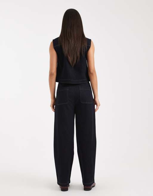 Object - Premium - Indigoblå løstsiddende jeans med mellemhøj talje og tøndeformede ben - Del af sæt, 3 af 5