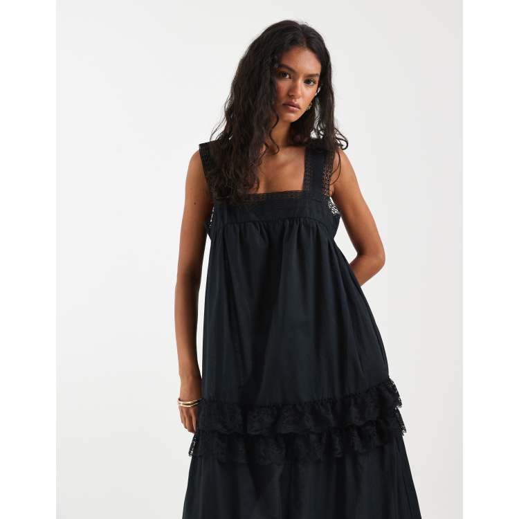 black lace boho maxi dress Maxi Dress - Boho Dress - Sundress - Lace Dress