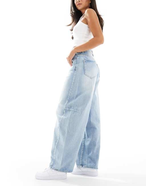 Object – Premium - Ljusblå jeans med extra vida barrelben, 3 av 5