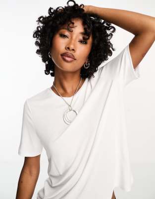 OBJECT PREMIUM SLINKY TOUCH T-SHIRT IN WHITE