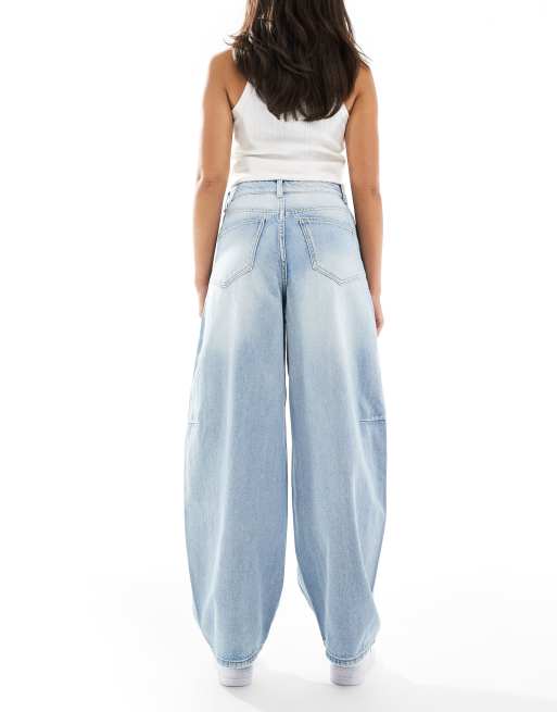 Object premium super barrel leg jeans in light blue denim wash, 2 of 5